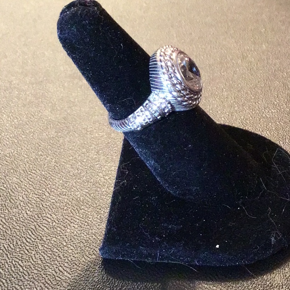 JUDITH RIPKA LARGE ROUND BEZEL & PRONG SET DIAMONIQUE RING - Picture 3 of 9